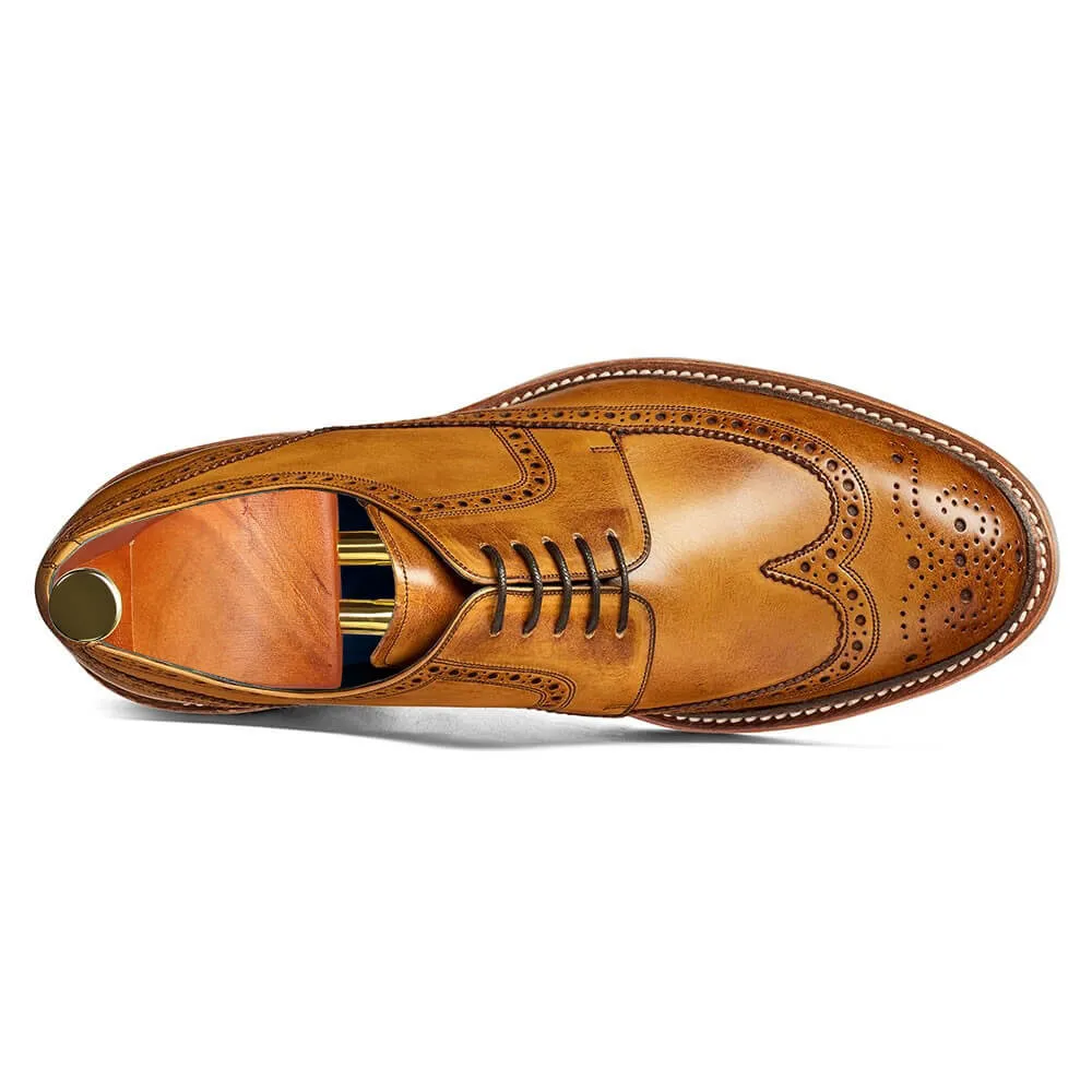 7 CM / 2.76 Inches CMR CHAMARIPA Goodyear Welted Height Increasing Dress Shoes - Brown Hand Painted Wingtip Brogue Shoes