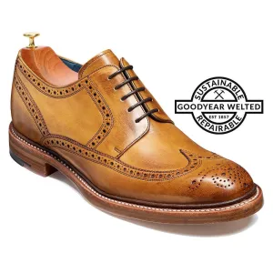 7 CM / 2.76 Inches CMR CHAMARIPA Goodyear Welted Height Increasing Dress Shoes - Brown Hand Painted Wingtip Brogue Shoes