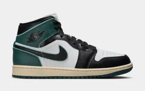 Air Jordan 1 Mid SE Oxidized Green Womens Lifestyle Shoes (White/Light Dew/Oxidized Green/Black)