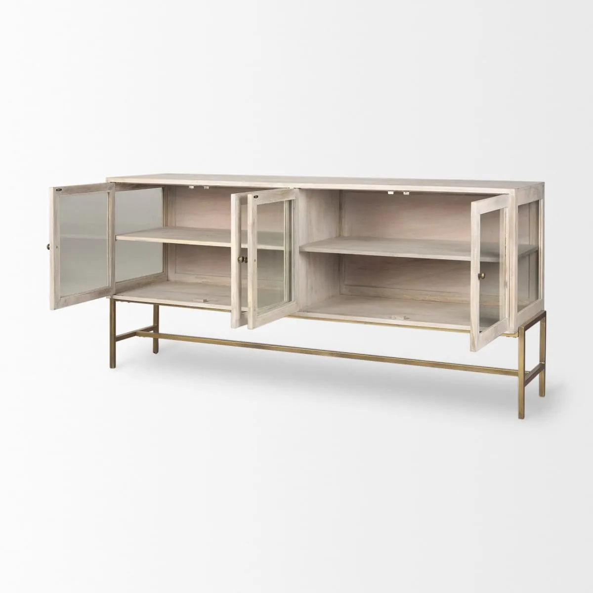 Arelius Sideboard White Wood | Gold Metal