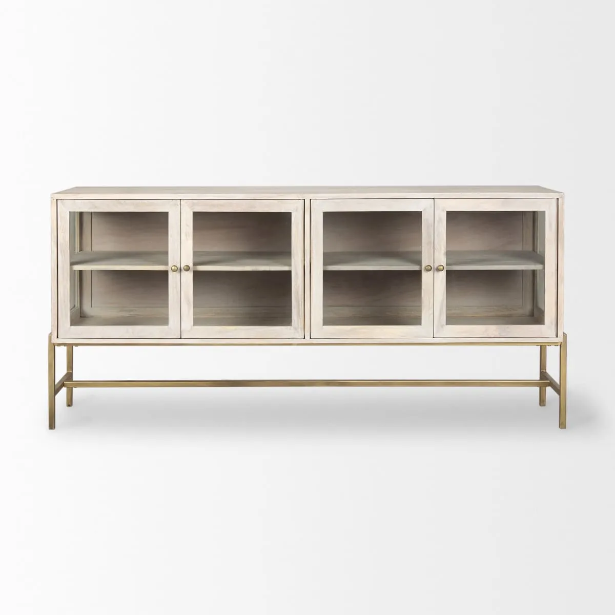 Arelius Sideboard White Wood | Gold Metal