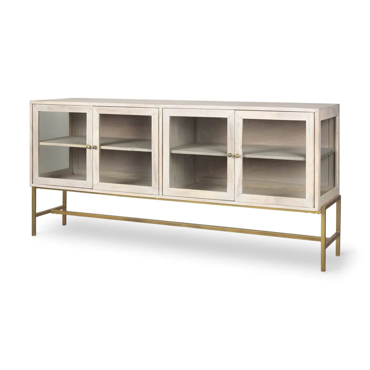 Arelius Sideboard White Wood | Gold Metal