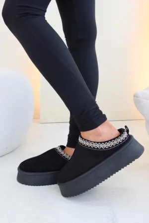 Ayla black platform mules