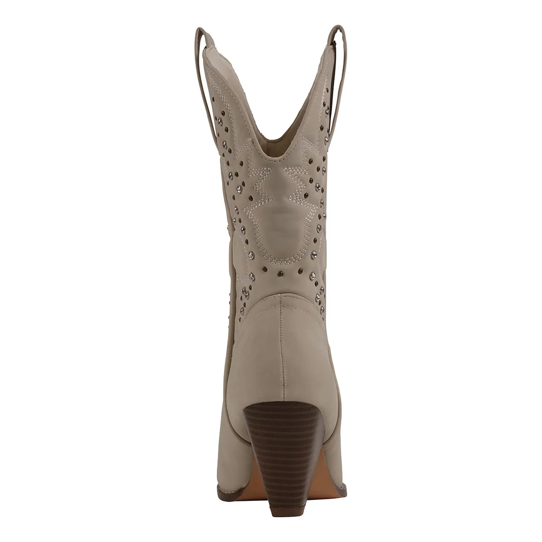 Beth Beige Pointed Toe Booties