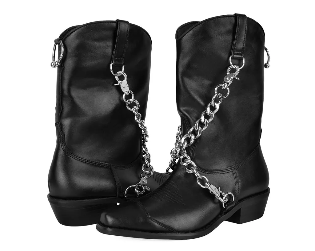 Black Chain Western Boot