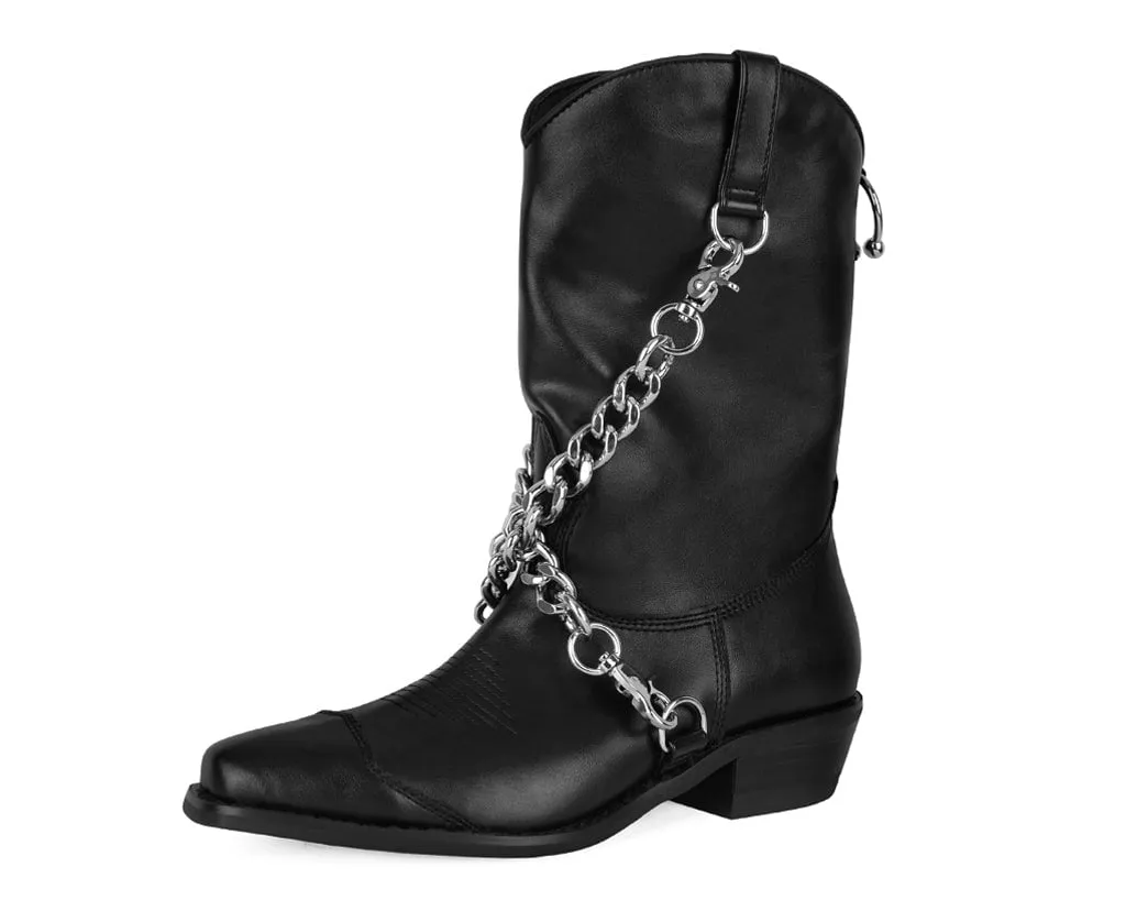 Black Chain Western Boot