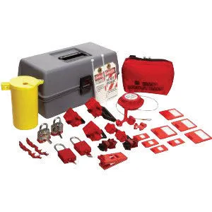 Brady Gray, Red And Yellow Electrical Lockout Toolbox Kit Includes  Lockouts,  Fuse Blockouts,  Extra-Large Lockout Toolbox And  Cleat