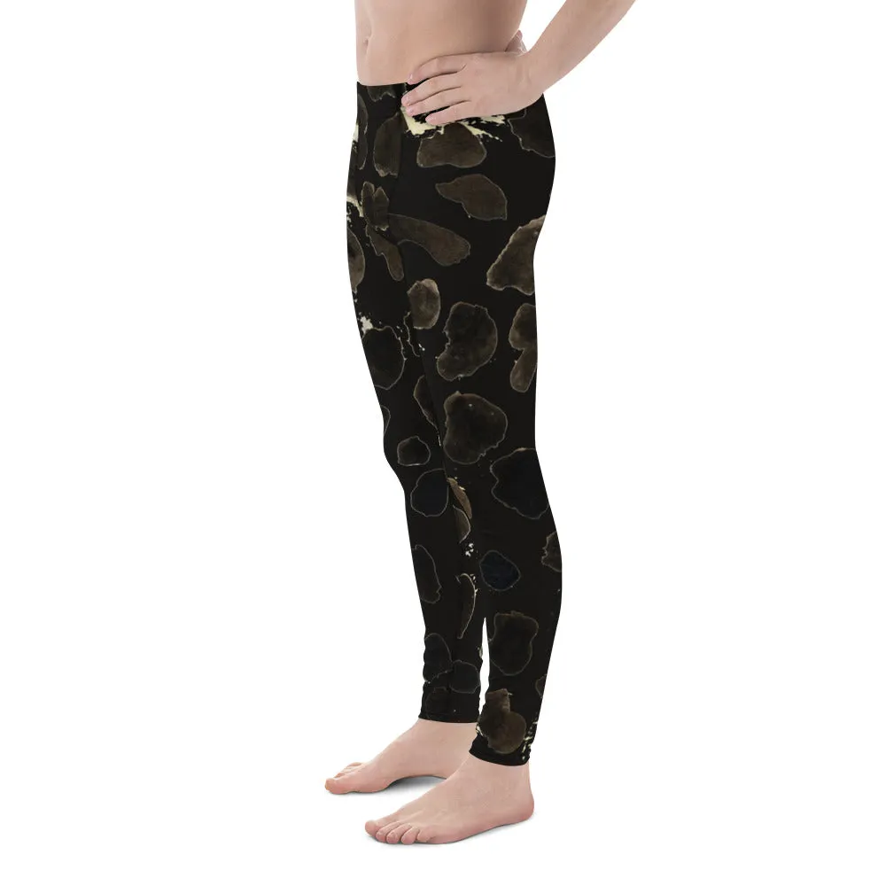 Brown Cow Print Meggings, Animal Print Men's Fashion Sexy Leggings -Made in USA/EU