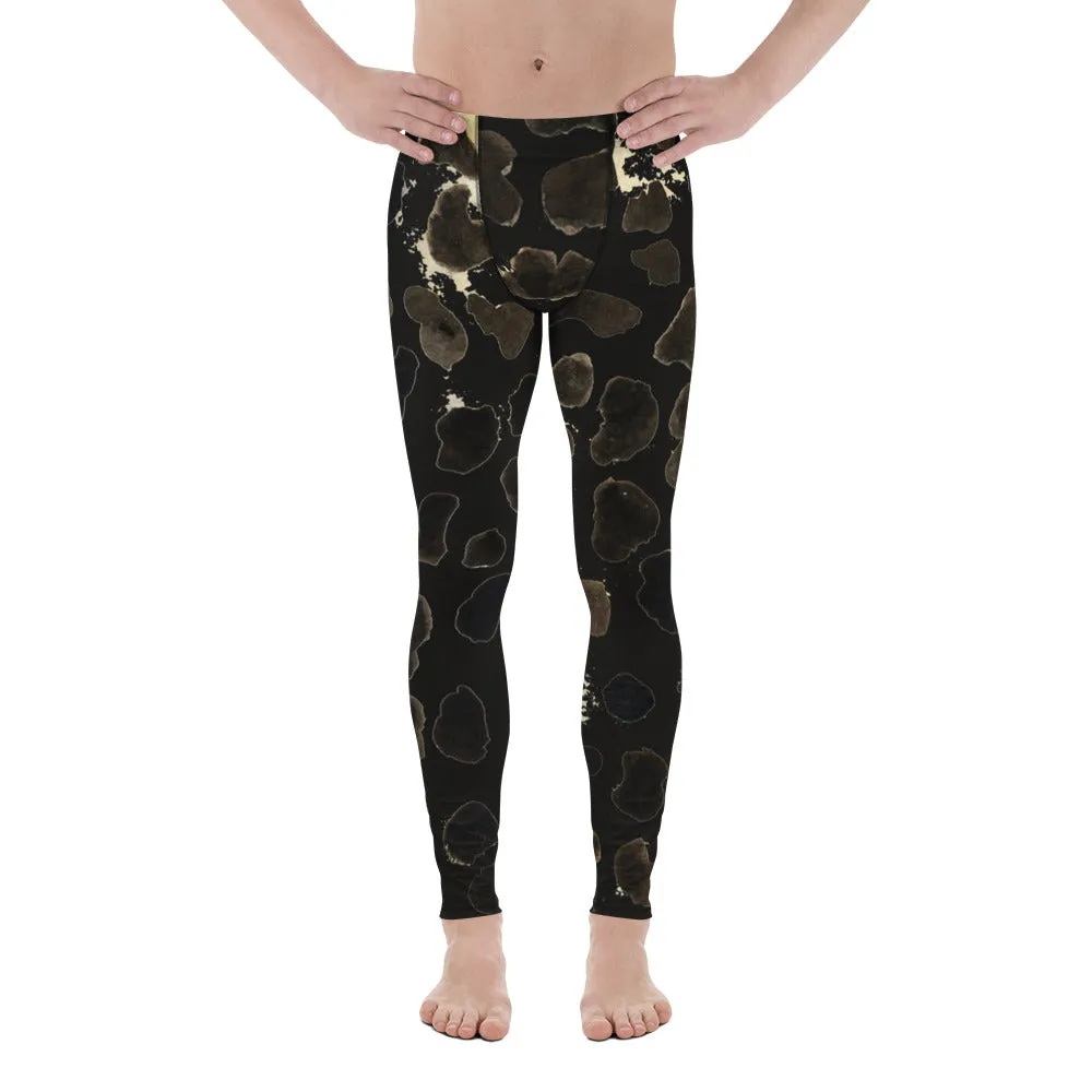 Brown Cow Print Meggings, Animal Print Men's Fashion Sexy Leggings -Made in USA/EU