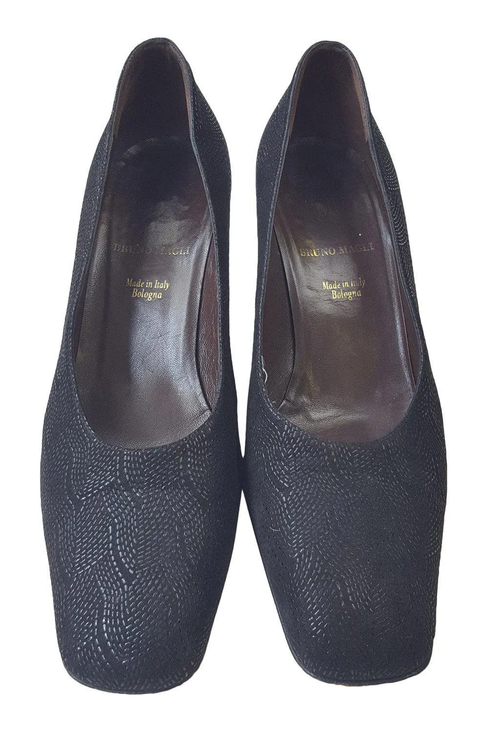 BRUNO MAGLI Black Textured Court Shoes (39)