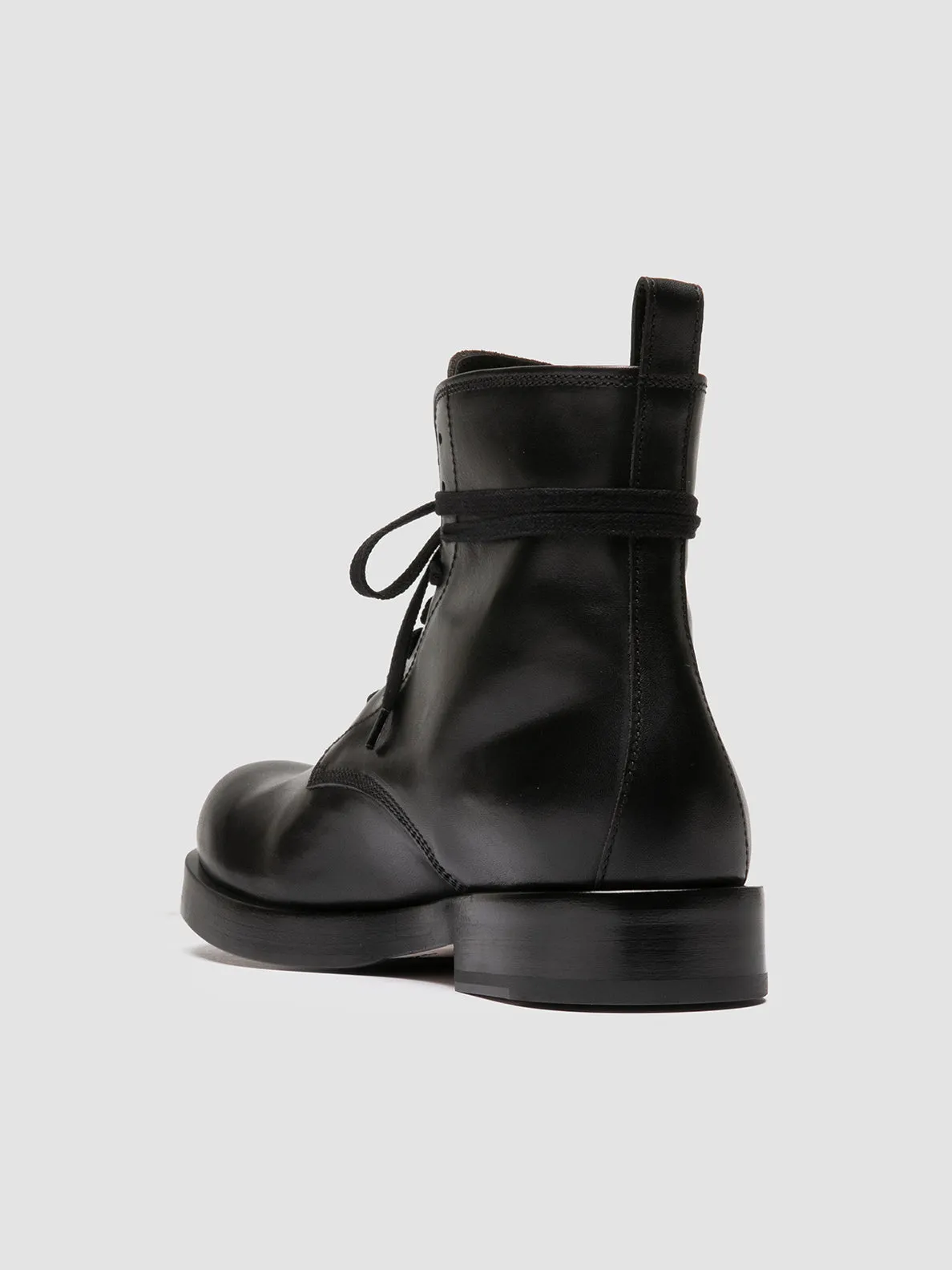 BULLA 002 - Black Leather Lace-up Boots