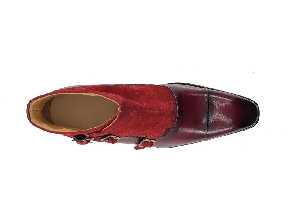 Burnished Calfskin & Suede Slip-On Chukka Boot Burgundy