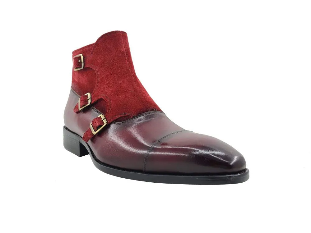 Burnished Calfskin & Suede Slip-On Chukka Boot Burgundy