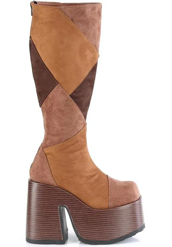 CAMEL-280 [Brown Multi Vegan Suede] | PLATFORM BOOTS [PREORDER]