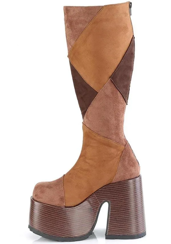 CAMEL-280 [Brown Multi Vegan Suede] | PLATFORM BOOTS [PREORDER]