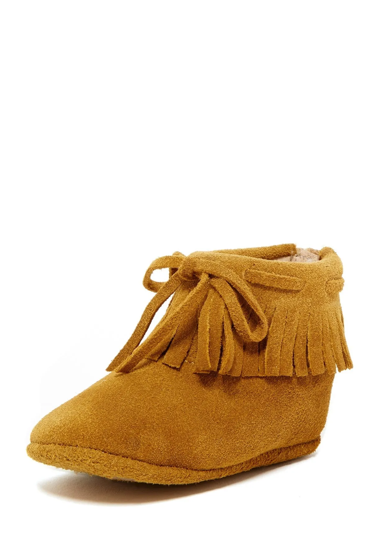 Camel Suede Fringe Moccasins