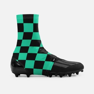 Checkered Teal Black Spats / Cleat Covers