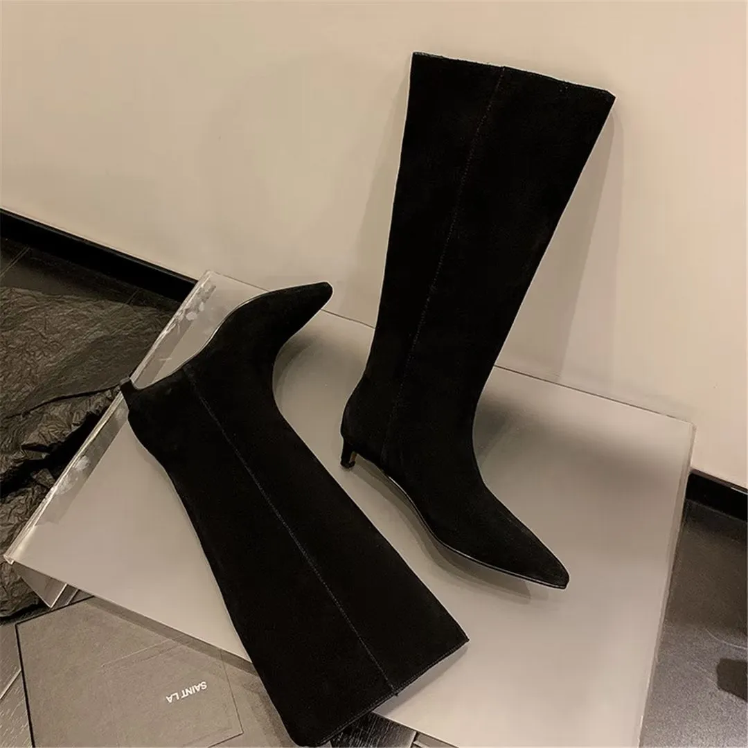 CrocVelvet Suede Pointed Toe Boots