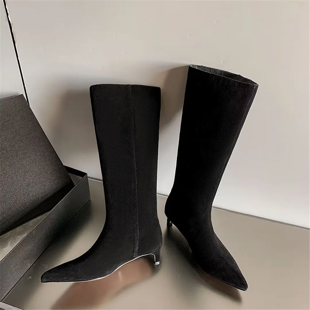 CrocVelvet Suede Pointed Toe Boots