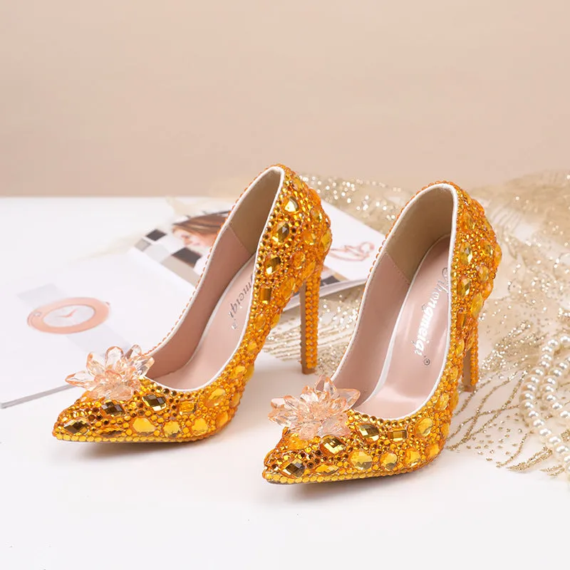 Crystal New Arrival Low Heeled Banquets and Weddings High Heels Shoes