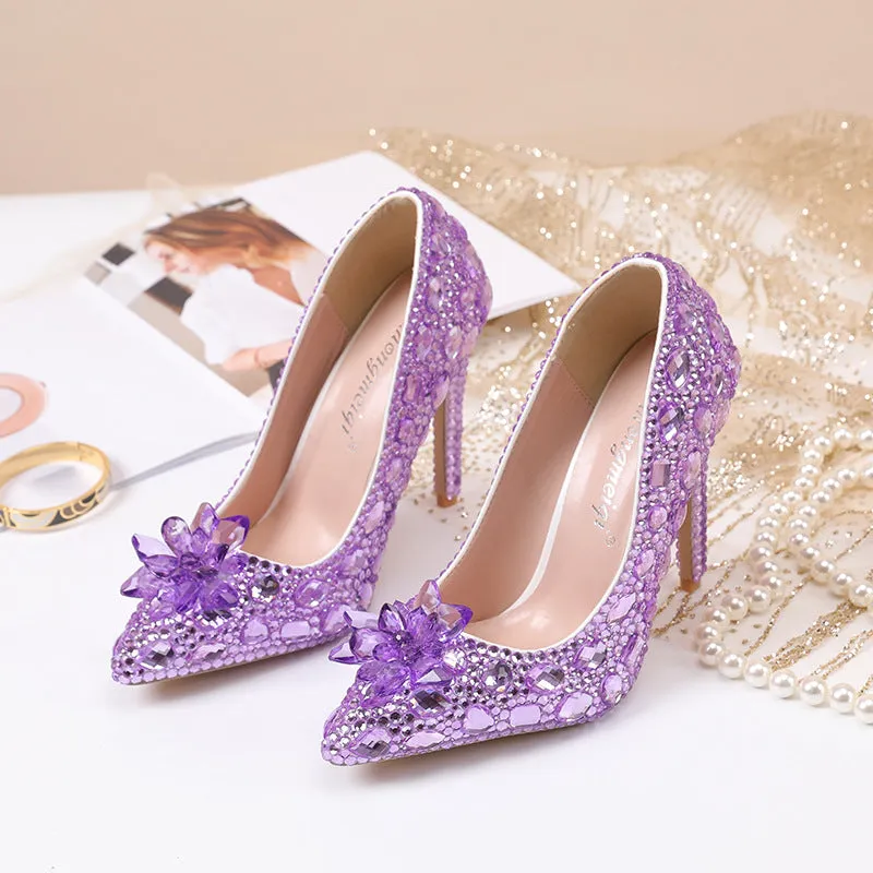 Crystal New Arrival Low Heeled Banquets and Weddings High Heels Shoes