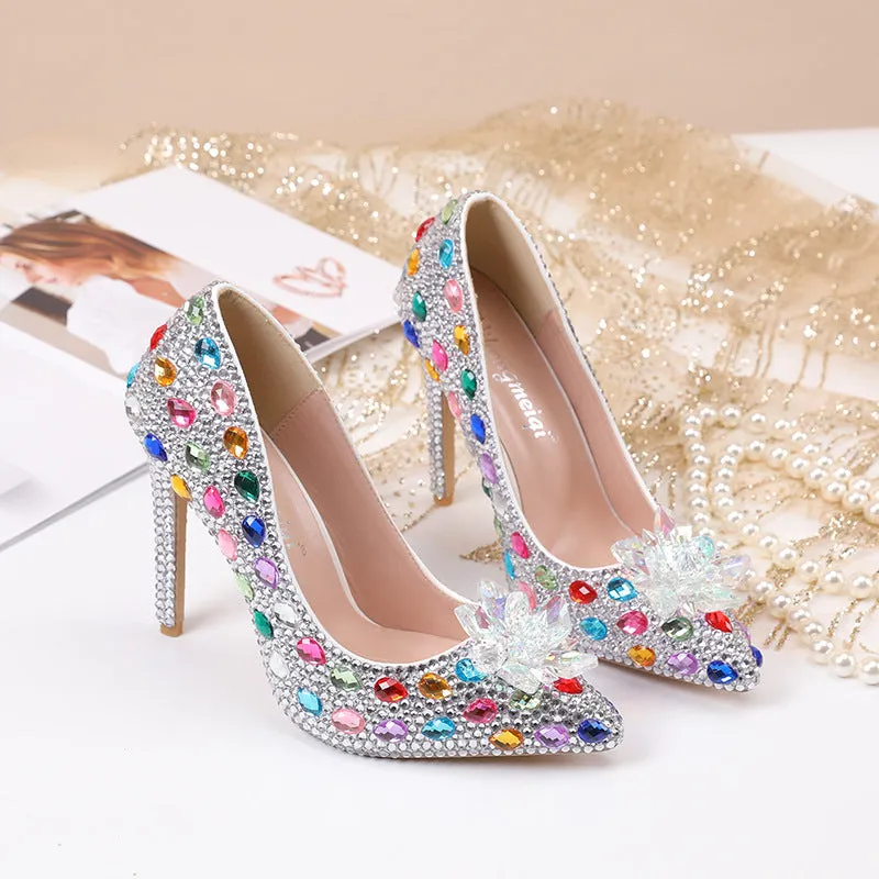 Crystal New Arrival Low Heeled Banquets and Weddings High Heels Shoes