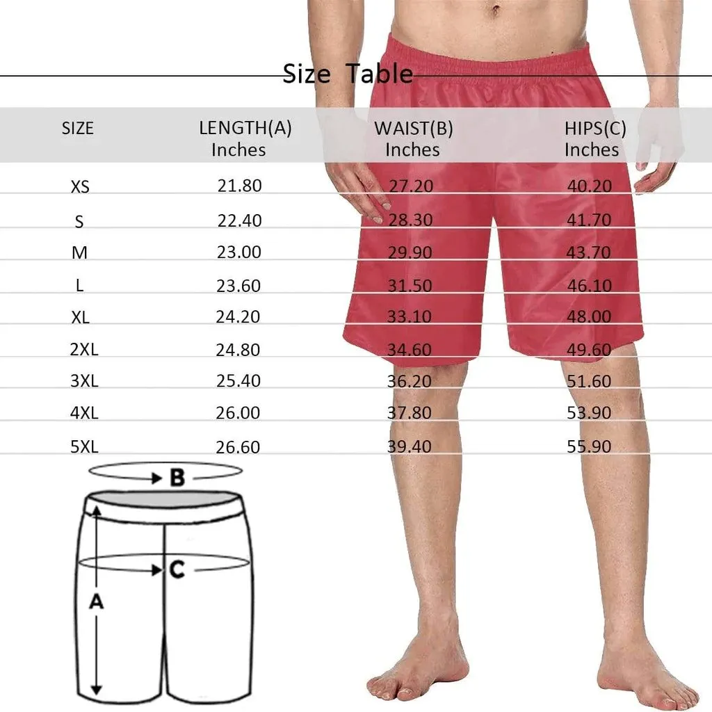 Custom Face American Flag Couple Matching Beach Shorts Personalized Men's Elastic Beach Shorts&Women's Mid-Length Board Shorts Swim Trunks