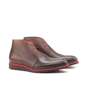 DapperFam Vivace in Med Brown / Dark Brown Men's Italian Leather Chukka