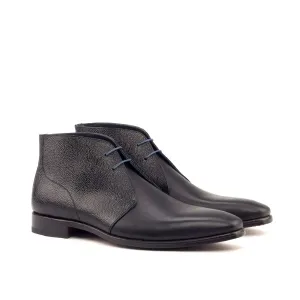 DapperFam Vivace in Navy / Black Men's Italian Leather & Italian Pebble Grain Leather Chukka