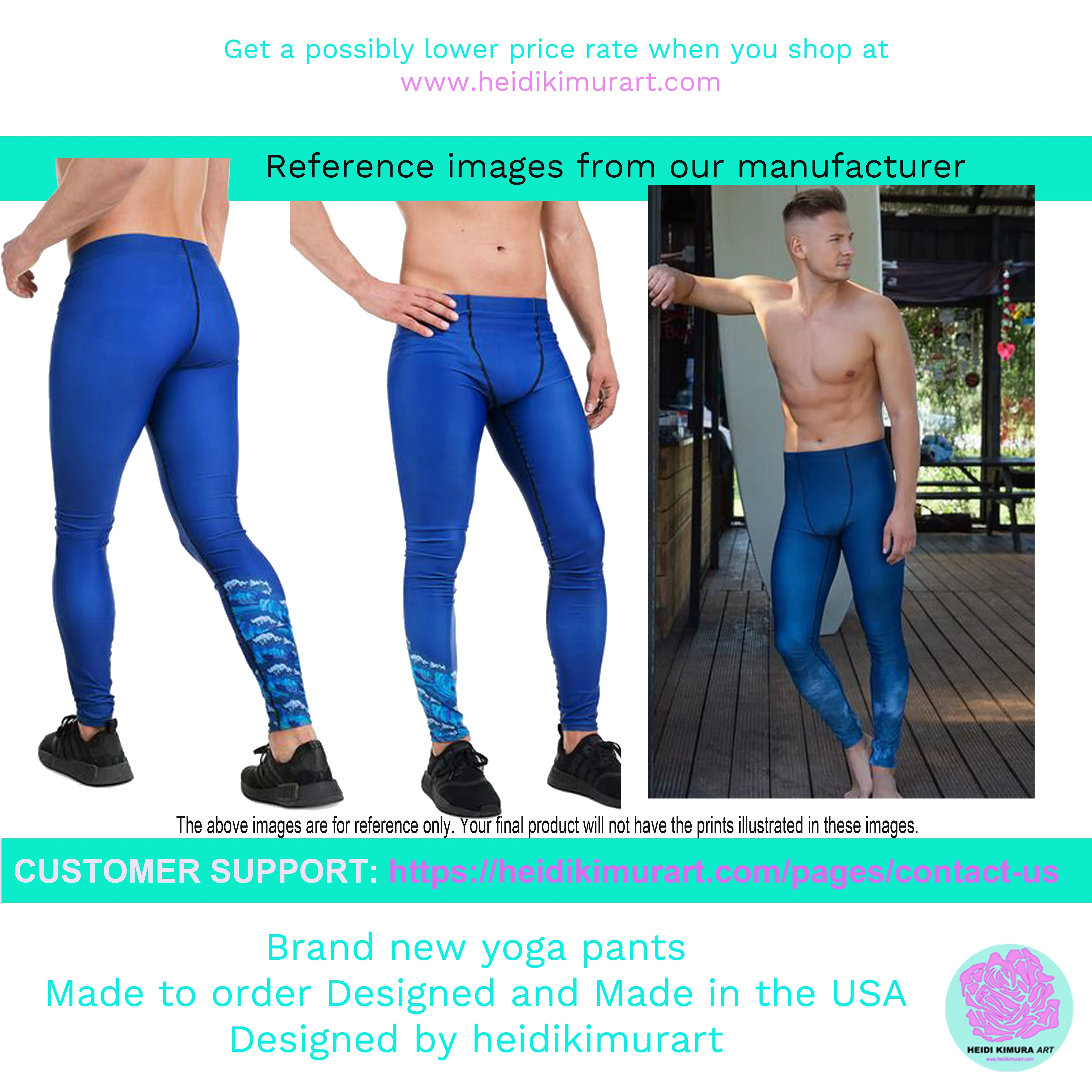 Dark Teal Blue Meggings, Solid Color Compression Tights Men's Leggings-Made in USA/EU