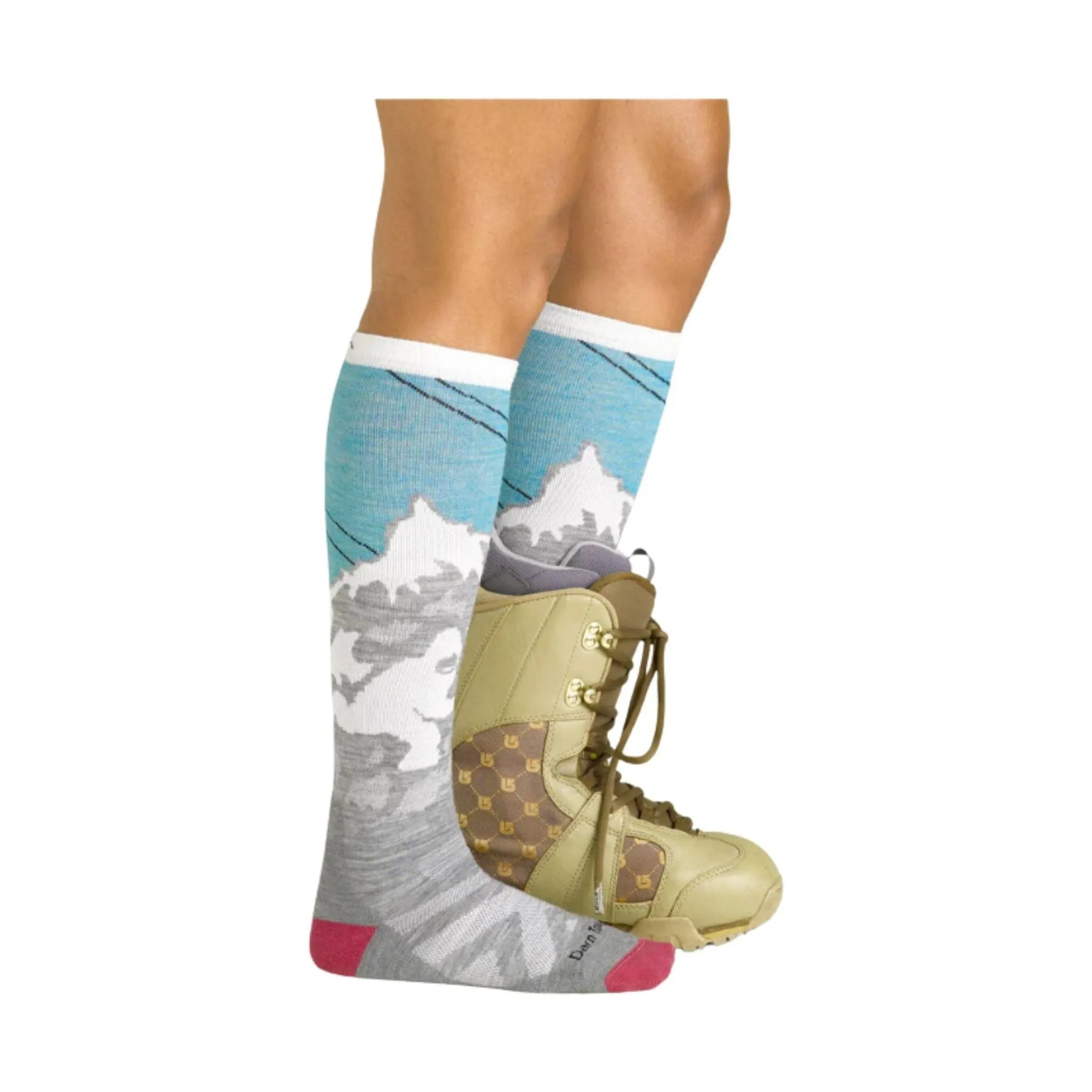 Darn Tough Vermont Women's Yeti Over The Calf Midweight Ski and Snowboard Sock - Aqua