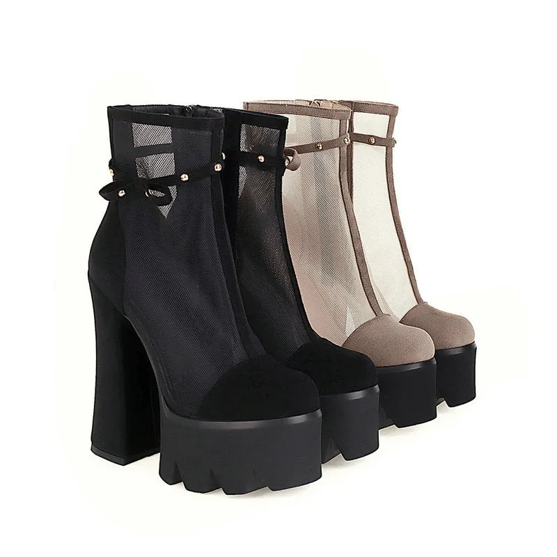 Faux Suede Platform Ankle Boots