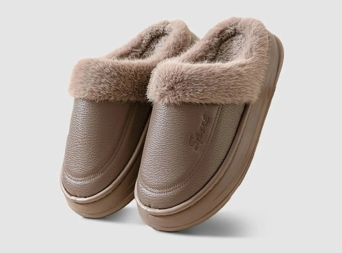 FitVille Men's Waterproof Winter Slippers