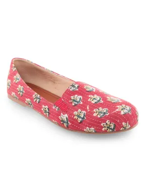 Fuchsia Pink Block Print Moccasins