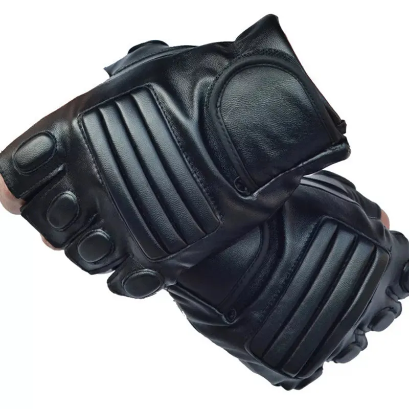 Funki Buys | Gloves | Men's Half Finger Leather Punk Gloves