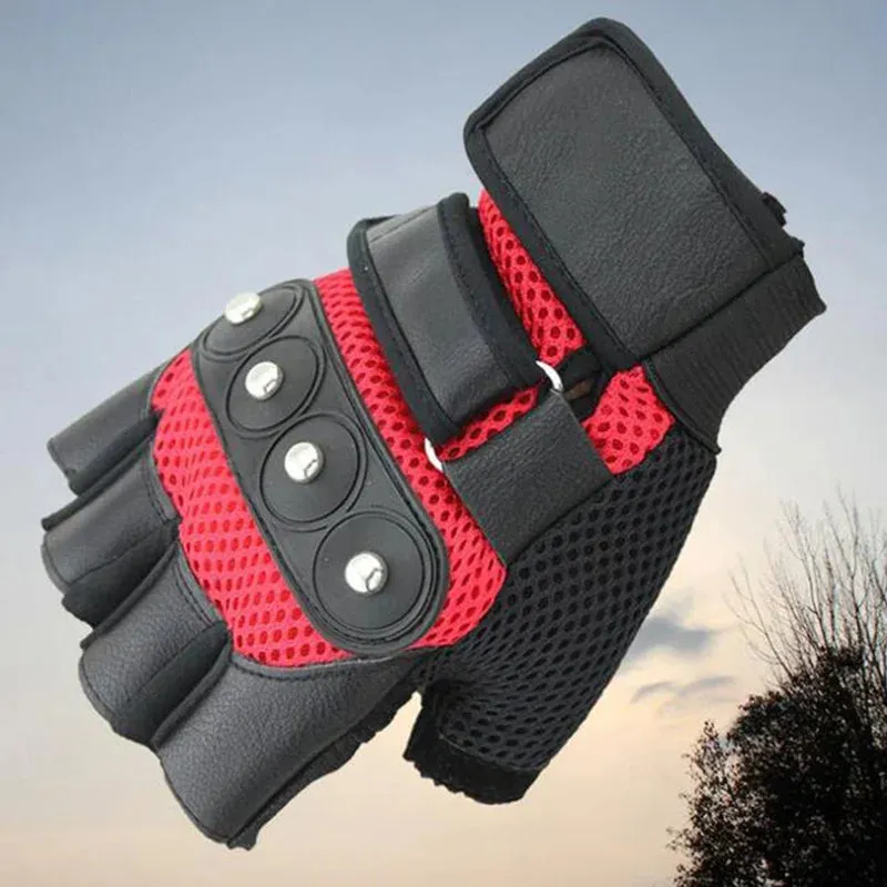 Funki Buys | Gloves | Men's Half Finger Leather Punk Gloves