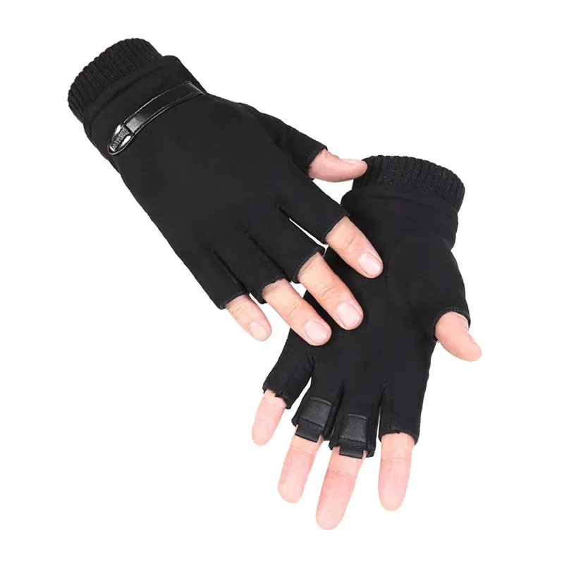 Funki Buys | Gloves | Men's Half Finger Leather Punk Gloves