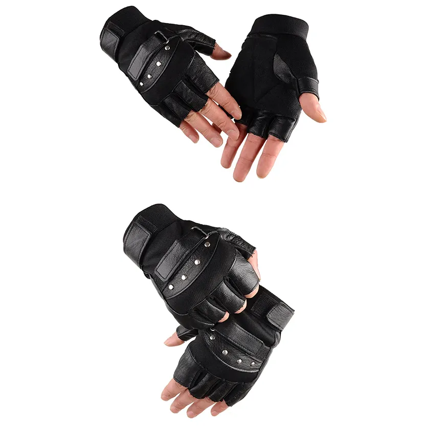 Funki Buys | Gloves | Men's Half Finger Leather Punk Gloves