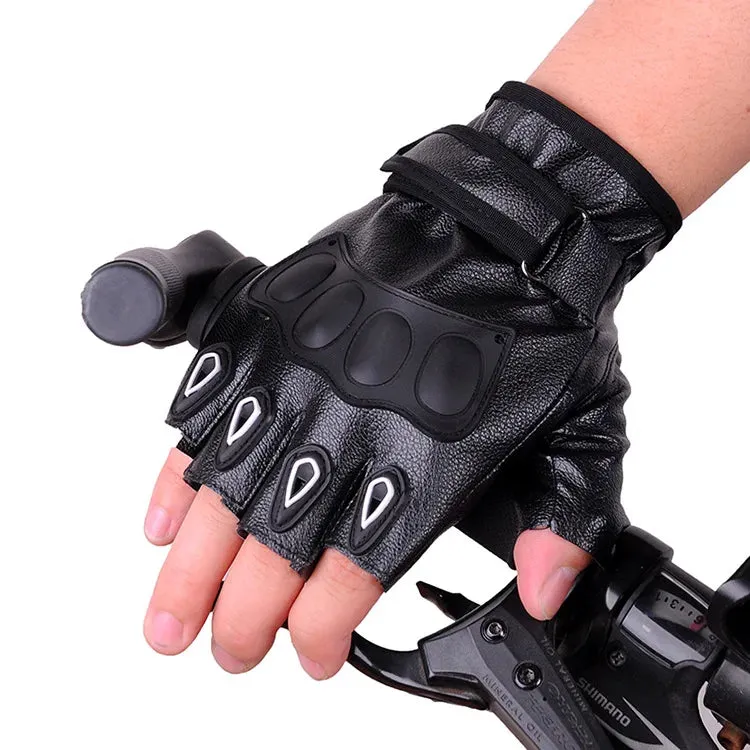 Funki Buys | Gloves | Men's Half Finger Leather Punk Gloves