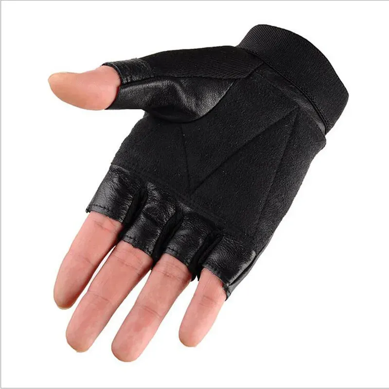 Funki Buys | Gloves | Men's Half Finger Leather Punk Gloves