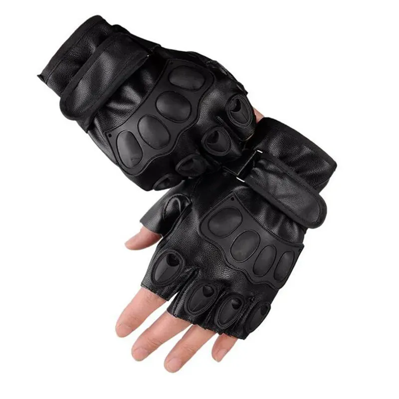 Funki Buys | Gloves | Men's Half Finger Leather Punk Gloves