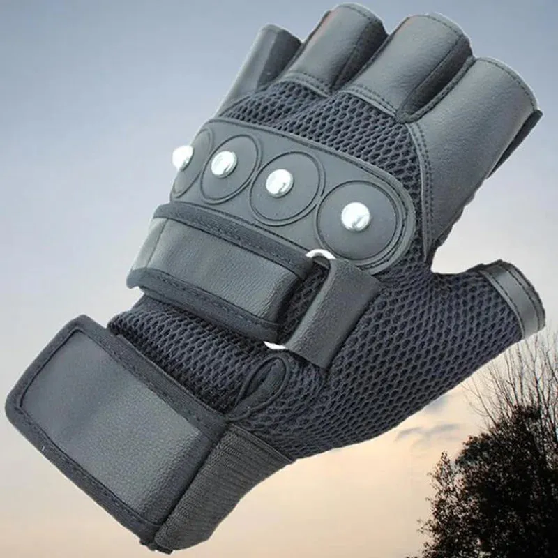 Funki Buys | Gloves | Men's Half Finger Leather Punk Gloves