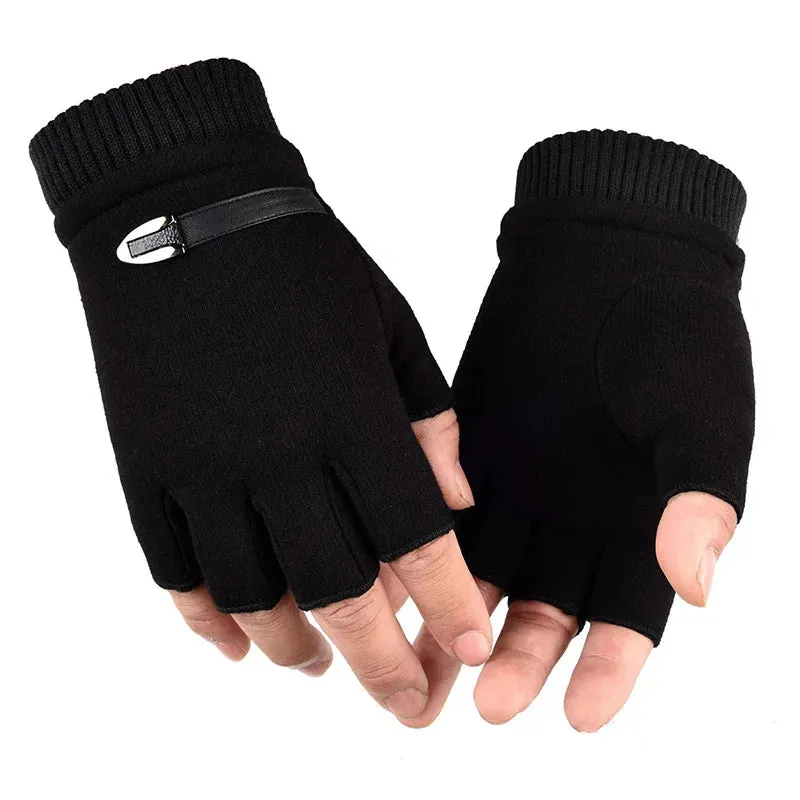 Funki Buys | Gloves | Men's Half Finger Leather Punk Gloves