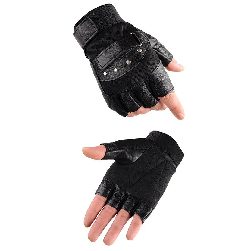 Funki Buys | Gloves | Men's Half Finger Leather Punk Gloves