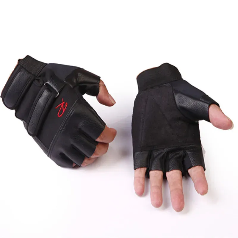 Funki Buys | Gloves | Men's Half Finger Leather Punk Gloves