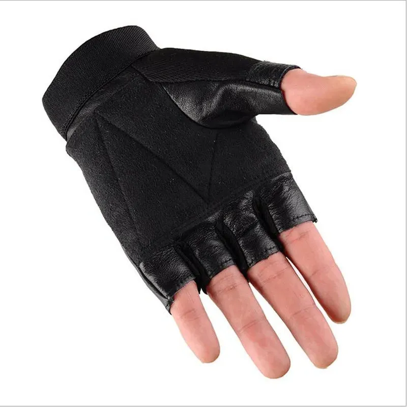 Funki Buys | Gloves | Men's Half Finger Leather Punk Gloves