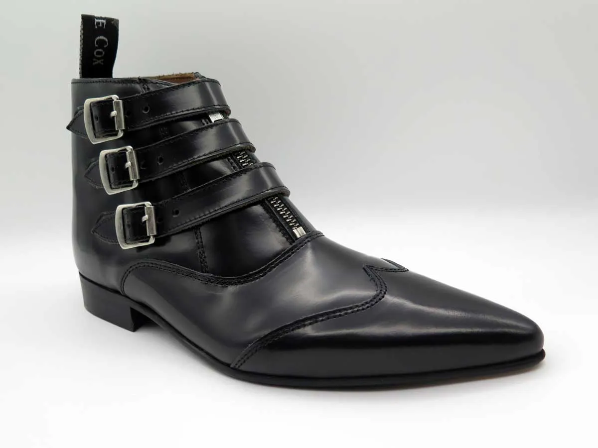 George Cox 4589 Jack 3- Strap Zip Boot Black Lea