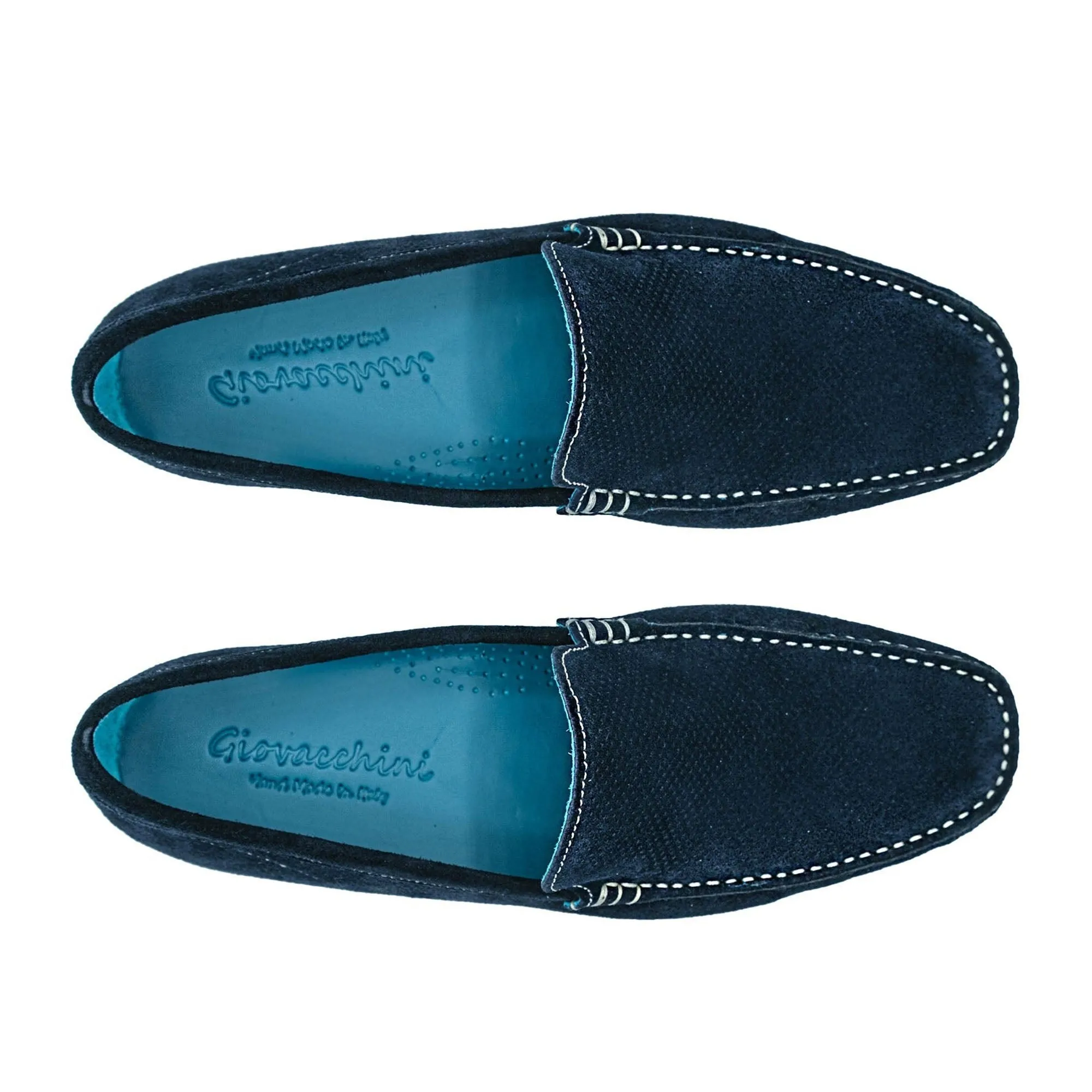 Giovacchini Diego in Navy Blue Suede Slip-on Moccasins