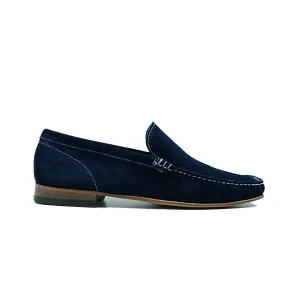 Giovacchini Diego in Navy Blue Suede Slip-on Moccasins