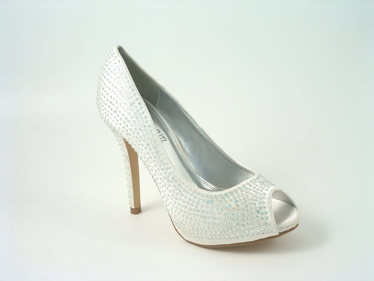 Glitz Shoes Diamante Peep Toe Court Shoe